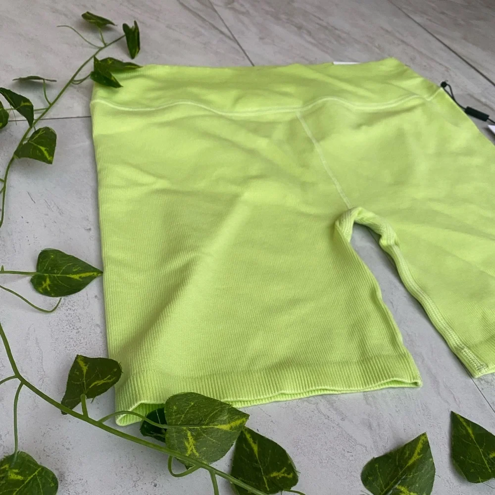 Calvin Klein performance High Waist Athletic Biker Shorts Brat Green Seamless